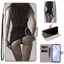 For Xiaomi Redmi 9A Coloured Drawing Cross Texture Horizontal Flip PU Leather Case with Holder & Card Slots & Wallet & Lanyard(Upskirt)