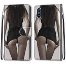 For Xiaomi Redmi 9A Coloured Drawing Cross Texture Horizontal Flip PU Leather Case with Holder & Card Slots & Wallet & Lanyard(Upskirt)
