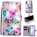 For Xiaomi Redmi 9A Coloured Drawing Cross Texture Horizontal Flip PU Leather Case with Holder & Card Slots & Wallet & Lanyard(Gradient Colorful Flower)