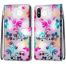 For Xiaomi Redmi 9A Coloured Drawing Cross Texture Horizontal Flip PU Leather Case with Holder & Card Slots & Wallet & Lanyard(Gradient Colorful Flower)