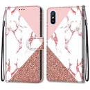For Xiaomi Redmi 9A Coloured Drawing Cross Texture Horizontal Flip PU Leather Case with Holder & Card Slots & Wallet & Lanyard(Powder Stone Texture)