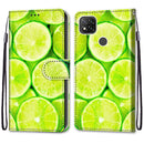 For Xiaomi Redmi 9C Coloured Drawing Cross Texture Horizontal Flip PU Leather Case with Holder & Card Slots & Wallet & Lanyard(Green Lemon)