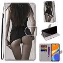 For Xiaomi Redmi 9C Coloured Drawing Cross Texture Horizontal Flip PU Leather Case with Holder & Card Slots & Wallet & Lanyard(Upskirt)