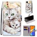 For Xiaomi Redmi 9C Coloured Drawing Cross Texture Horizontal Flip PU Leather Case with Holder & Card Slots & Wallet & Lanyard(Big Cat Holding Kitten)