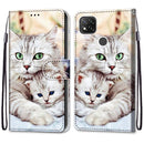 For Xiaomi Redmi 9C Coloured Drawing Cross Texture Horizontal Flip PU Leather Case with Holder & Card Slots & Wallet & Lanyard(Big Cat Holding Kitten)