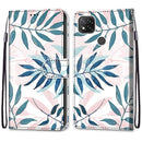 For Xiaomi Redmi 9C Coloured Drawing Cross Texture Horizontal Flip PU Leather Case with Holder & Card Slots & Wallet & Lanyard(Pink Green Leaf)