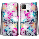 For Xiaomi Redmi 9C Coloured Drawing Cross Texture Horizontal Flip PU Leather Case with Holder & Card Slots & Wallet & Lanyard(Gradient Colorful Flower)
