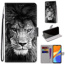 For Xiaomi Redmi 9C Coloured Drawing Cross Texture Horizontal Flip PU Leather Case with Holder & Card Slots & Wallet & Lanyard(Black White Lion Head)