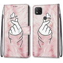 For Xiaomi Redmi 9C Coloured Drawing Cross Texture Horizontal Flip PU Leather Case with Holder & Card Slots & Wallet & Lanyard(Pink Hands Heart)