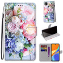 For Xiaomi Redmi 9C Coloured Drawing Cross Texture Horizontal Flip PU Leather Case with Holder & Card Slots & Wallet & Lanyard(Light Pink Bouquet)