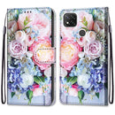 For Xiaomi Redmi 9C Coloured Drawing Cross Texture Horizontal Flip PU Leather Case with Holder & Card Slots & Wallet & Lanyard(Light Pink Bouquet)