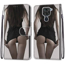 For Xiaomi Redmi Note 9 / 10X 4G Coloured Drawing Cross Texture Horizontal Flip PU Leather Case with Holder & Card Slots & Wallet & Lanyard(Upskirt)