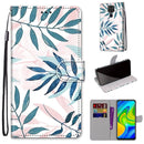 For Xiaomi Redmi Note 9 / 10X 4G Coloured Drawing Cross Texture Horizontal Flip PU Leather Case with Holder & Card Slots & Wallet & Lanyard(Pink Green Leaf)