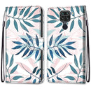 For Xiaomi Redmi Note 9 / 10X 4G Coloured Drawing Cross Texture Horizontal Flip PU Leather Case with Holder & Card Slots & Wallet & Lanyard(Pink Green Leaf)