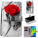 For Xiaomi Redmi Note 9 / 10X 4G Coloured Drawing Cross Texture Horizontal Flip PU Leather Case with Holder & Card Slots & Wallet & Lanyard(Wood Red Rose)