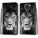 For Xiaomi Redmi Note 9 / 10X 4G Coloured Drawing Cross Texture Horizontal Flip PU Leather Case with Holder & Card Slots & Wallet & Lanyard(Black White Lion Head)