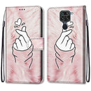 For Xiaomi Redmi Note 9 / 10X 4G Coloured Drawing Cross Texture Horizontal Flip PU Leather Case with Holder & Card Slots & Wallet & Lanyard(Pink Hands Heart)