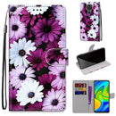 For Xiaomi Redmi Note 9 / 10X 4G Coloured Drawing Cross Texture Horizontal Flip PU Leather Case with Holder & Card Slots & Wallet & Lanyard(Chrysanthemum Pink White Purple)