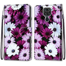 For Xiaomi Redmi Note 9 / 10X 4G Coloured Drawing Cross Texture Horizontal Flip PU Leather Case with Holder & Card Slots & Wallet & Lanyard(Chrysanthemum Pink White Purple)