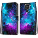 For Xiaomi Redmi Note 9 / 10X 4G Coloured Drawing Cross Texture Horizontal Flip PU Leather Case with Holder & Card Slots & Wallet & Lanyard(Purple Green Starry Sky)