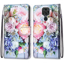 For Xiaomi Redmi Note 9 / 10X 4G Coloured Drawing Cross Texture Horizontal Flip PU Leather Case with Holder & Card Slots & Wallet & Lanyard(Light Pink Bouquet)