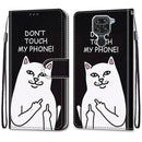 For Xiaomi Redmi Note 9 / 10X 4G Coloured Drawing Cross Texture Horizontal Flip PU Leather Case with Holder & Card Slots & Wallet & Lanyard(Middle Finger White Cat)