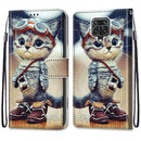 For Xiaomi Redmi Note 9S / 9 Pro Coloured Drawing Cross Texture Horizontal Flip PU Leather Case with Holder & Card Slots & Wallet & Lanyard(Leather Shoes Cat)