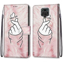 For Xiaomi Redmi Note 9S / 9 Pro Coloured Drawing Cross Texture Horizontal Flip PU Leather Case with Holder & Card Slots & Wallet & Lanyard(Pink Hands Heart)