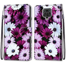 For Xiaomi Redmi Note 9S / 9 Pro Coloured Drawing Cross Texture Horizontal Flip PU Leather Case with Holder & Card Slots & Wallet & Lanyard(Chrysanthemum Pink White Purple)