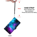 For Xiaomi Redmi Note 9S / 9 Pro Coloured Drawing Cross Texture Horizontal Flip PU Leather Case with Holder & Card Slots & Wallet & Lanyard(Purple Green Starry Sky)