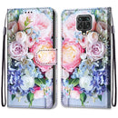 For Xiaomi Redmi Note 9S / 9 Pro Coloured Drawing Cross Texture Horizontal Flip PU Leather Case with Holder & Card Slots & Wallet & Lanyard(Light Pink Bouquet)