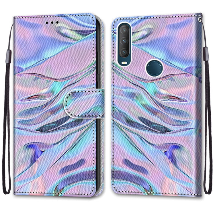 For Alcatel 1S (2020) / 3L (2020) Coloured Drawing Cross Texture Horizontal Flip PU Leather Case with Holder & Card Slots & Wallet & Lanyard(Fluorescent Water Texture)