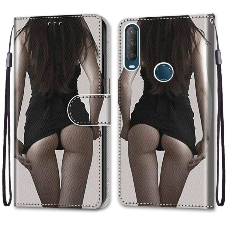 For Alcatel 1S (2020) / 3L (2020) Coloured Drawing Cross Texture Horizontal Flip PU Leather Case with Holder & Card Slots & Wallet & Lanyard(Upskirt)