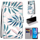 For Alcatel 1S (2020) / 3L (2020) Coloured Drawing Cross Texture Horizontal Flip PU Leather Case with Holder & Card Slots & Wallet & Lanyard(Pink Green Leaf)