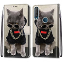 For Alcatel 1S (2020) / 3L (2020) Coloured Drawing Cross Texture Horizontal Flip PU Leather Case with Holder & Card Slots & Wallet & Lanyard(Golden Chain Grey Cat)