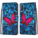 For Alcatel 1S (2020) / 3L (2020) Coloured Drawing Cross Texture Horizontal Flip PU Leather Case with Holder & Card Slots & Wallet & Lanyard(Blue Red Butterfly)