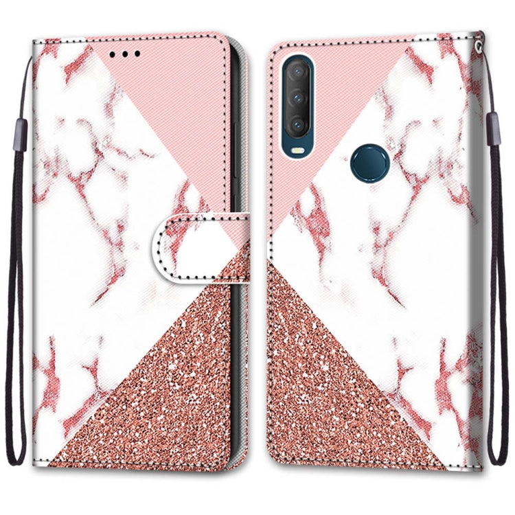 For Alcatel 1S (2020) / 3L (2020) Coloured Drawing Cross Texture Horizontal Flip PU Leather Case with Holder & Card Slots & Wallet & Lanyard(Powder Stone Texture)