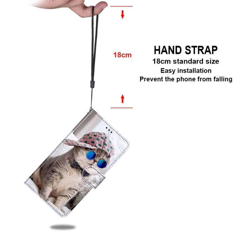 For Alcatel 1S (2020) / 3L (2020) Coloured Drawing Cross Texture Horizontal Flip PU Leather Case with Holder & Card Slots & Wallet & Lanyard(Slant Hat Blue Mirror Cat)