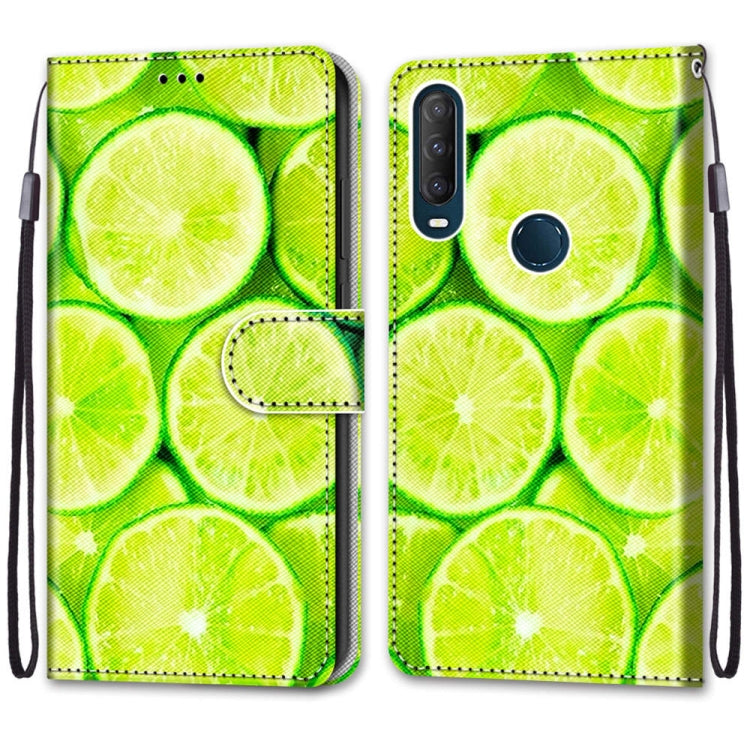 For Alcatel 1SE (2020) Coloured Drawing Cross Texture Horizontal Flip PU Leather Case with Holder & Card Slots & Wallet & Lanyard(Green Lemon)