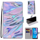 For Alcatel 1SE (2020) Coloured Drawing Cross Texture Horizontal Flip PU Leather Case with Holder & Card Slots & Wallet & Lanyard(Fluorescent Water Texture)