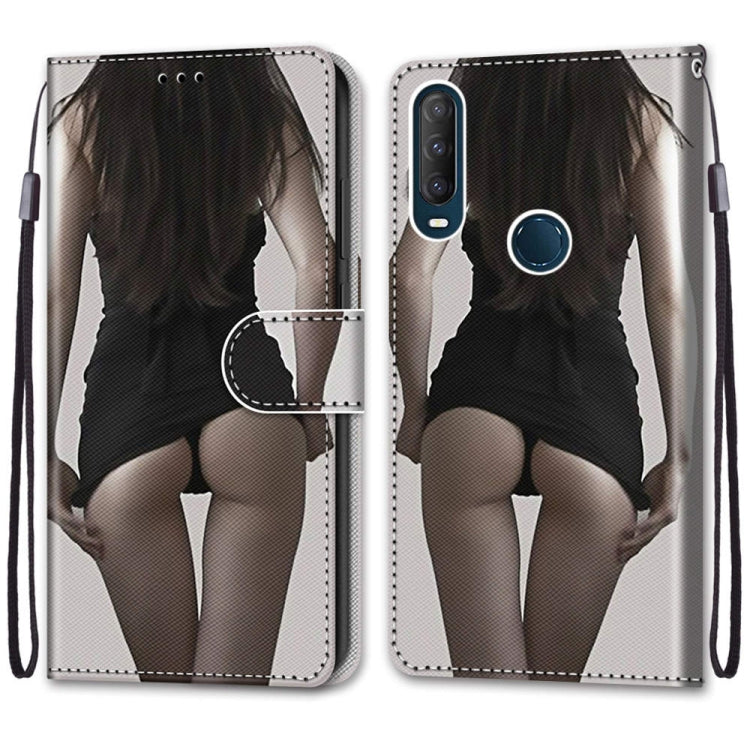 For Alcatel 1SE (2020) Coloured Drawing Cross Texture Horizontal Flip PU Leather Case with Holder & Card Slots & Wallet & Lanyard(Upskirt)