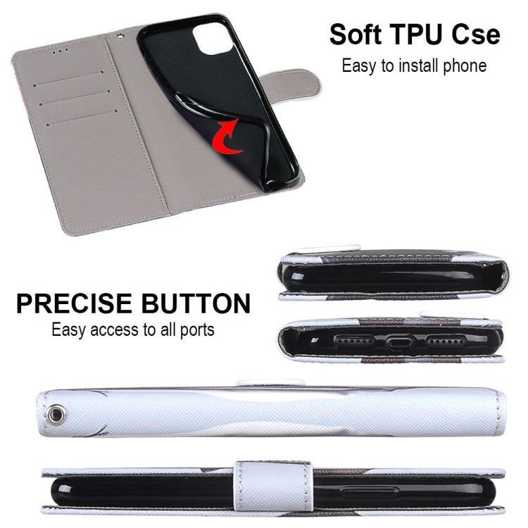 For Alcatel 1SE (2020) Coloured Drawing Cross Texture Horizontal Flip PU Leather Case with Holder & Card Slots & Wallet & Lanyard(Upskirt)