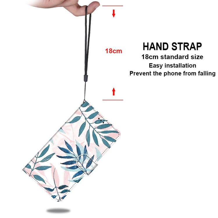 For Alcatel 1SE (2020) Coloured Drawing Cross Texture Horizontal Flip PU Leather Case with Holder & Card Slots & Wallet & Lanyard(Pink Green Leaf)