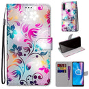 For Alcatel 1SE (2020) Coloured Drawing Cross Texture Horizontal Flip PU Leather Case with Holder & Card Slots & Wallet & Lanyard(Gradient Colorful Flower)