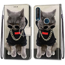 For Alcatel 1SE (2020) Coloured Drawing Cross Texture Horizontal Flip PU Leather Case with Holder & Card Slots & Wallet & Lanyard(Golden Chain Grey Cat)