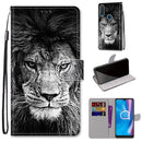 For Alcatel 1SE (2020) Coloured Drawing Cross Texture Horizontal Flip PU Leather Case with Holder & Card Slots & Wallet & Lanyard(Black White Lion Head)
