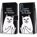 For Alcatel 1SE (2020) Coloured Drawing Cross Texture Horizontal Flip PU Leather Case with Holder & Card Slots & Wallet & Lanyard(Middle Finger White Cat)