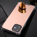 For iPhone 11 TPU + Acrylic Four Drop Luxury Plating Mirror Phone Case Cover(Rose Gold)