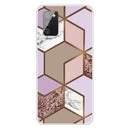 For Samsung Galaxy A02s (US Version) Marble Shockproof TPU Protective Case(Rhombus Orange Purple)