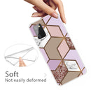 For Samsung Galaxy A02s (US Version) Marble Shockproof TPU Protective Case(Rhombus Orange Purple)